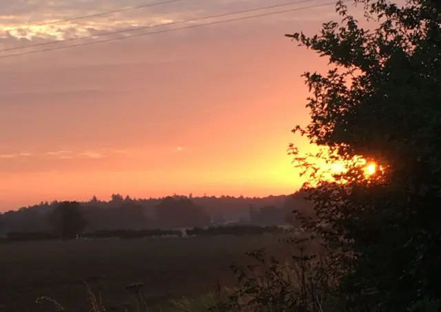 Sunrise over east Norfolk fields