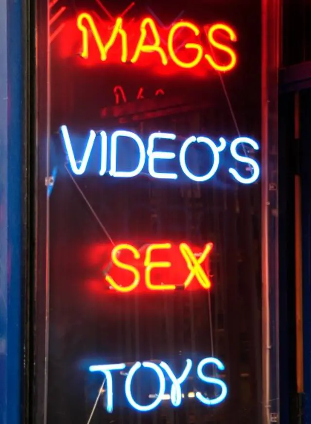 An unnamed sex shop selling magazines