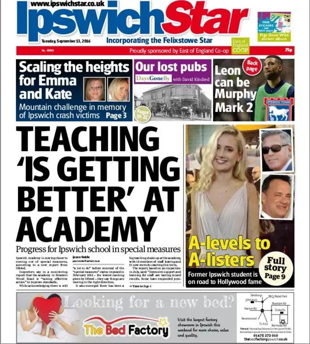 Front page of Ipswich Star