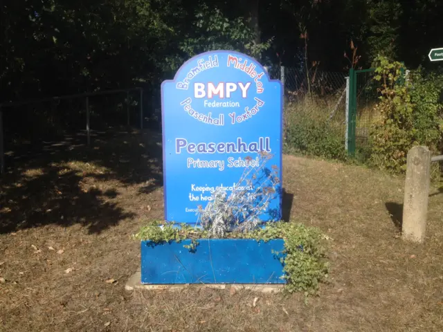 Peasenhall Primary School sign