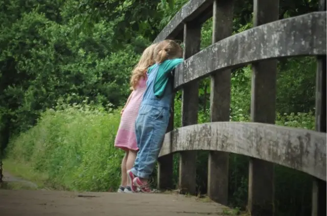 Children on a bridge