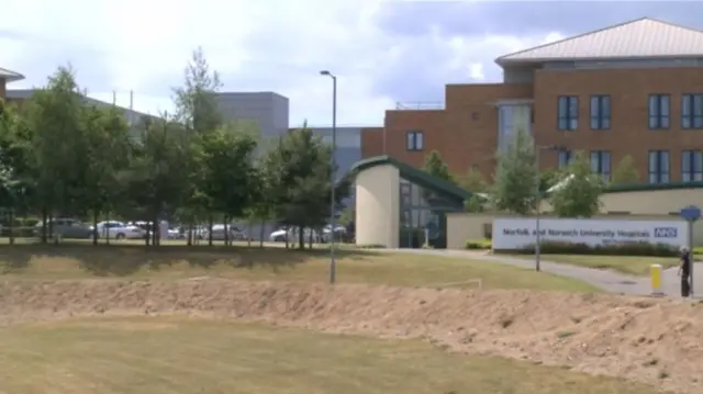 Exterior of the Norfolk and Norwich University Hospital