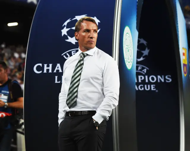 The match at the Camp Nou is Brendan Rodgers' first Champions League group stage game as Celtic manager