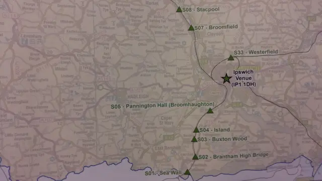 Map showing level crossings under consideration for closure