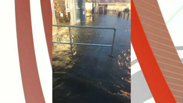 Tesco Extra flooding at Pool. Pic: Andrew Davies