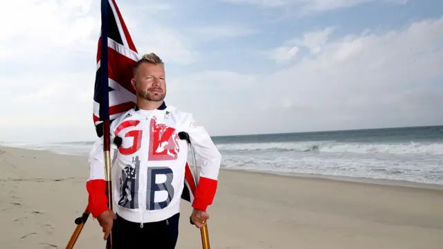 Lee Pearson with Union flag