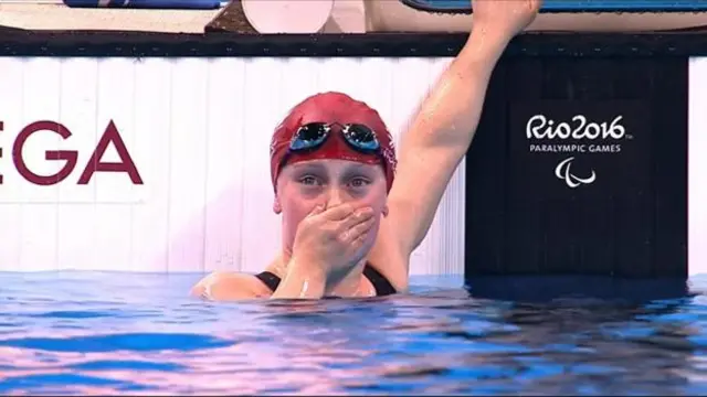 Ellie Robinson in the pool