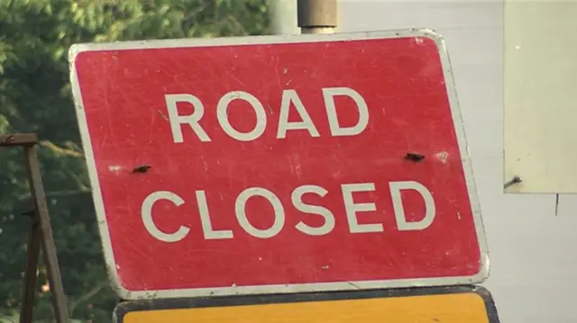 Road closed sign