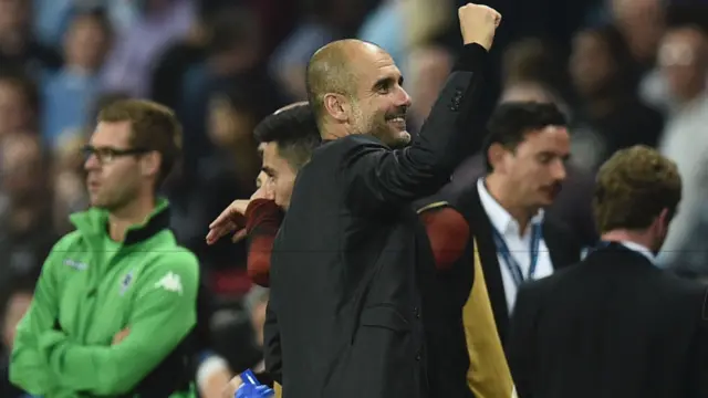 Pep Guardiola celebrates