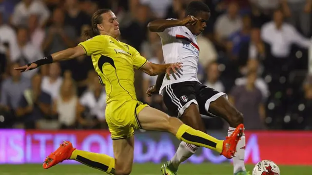 Jackson Irvine in action for Burton against Fulham last night