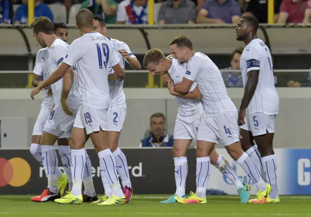 Leicester celebrate goal