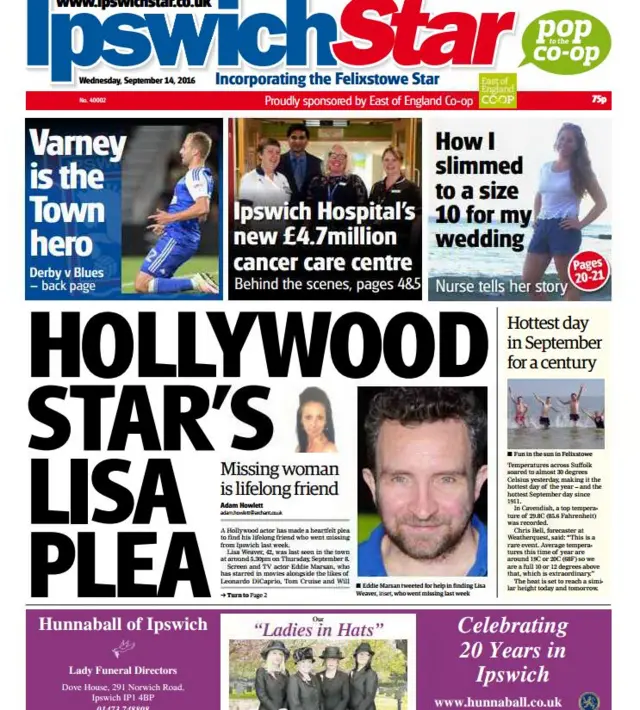 Ipswich Star front page