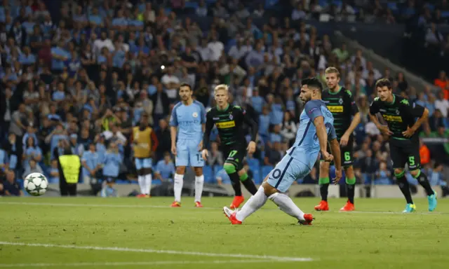 Sergio Aguero scores penalty