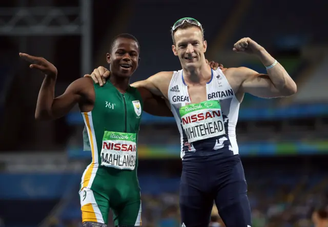 Richard Whitehead with South Africa"s Ntando Mahlangu