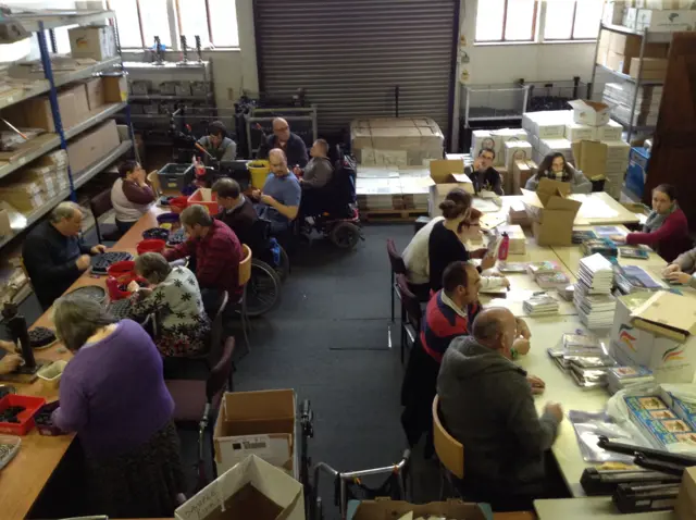 A view of the Aspires Day Service centre workshop, Fincham, Norfolk