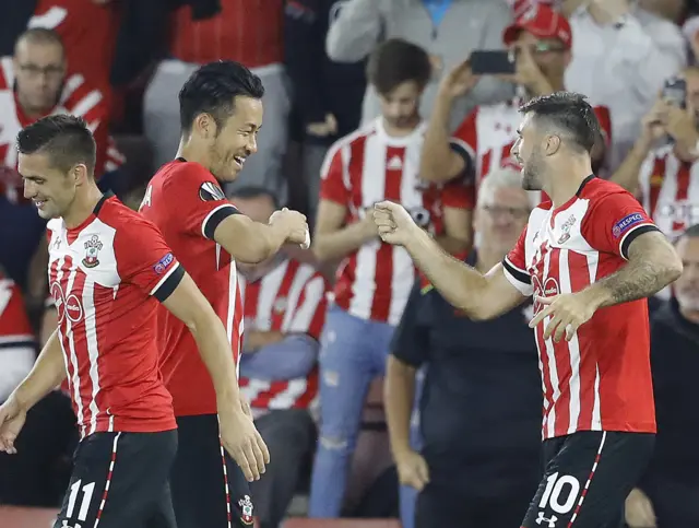 Southampton players smiling