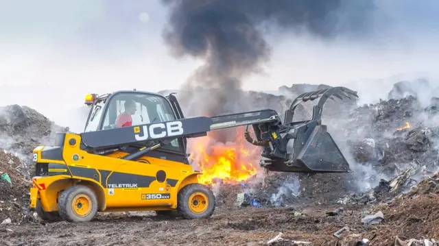 Digger at Slitting Mill fire