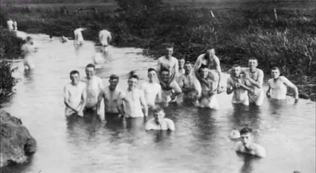 Tank crews swimming in River Lark