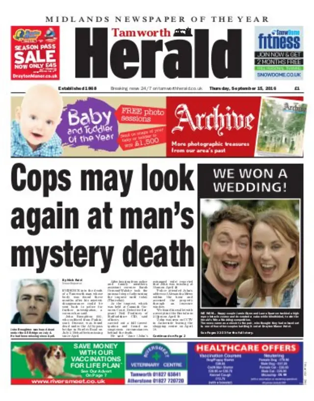 Tamworth Herald front page