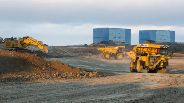 Trucks at Hinkley Point construction site