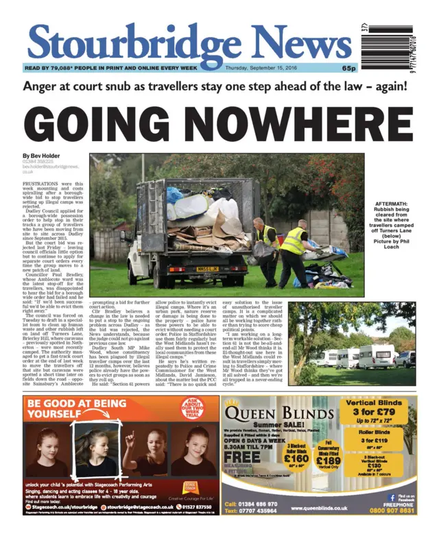 Stourbridge News front page