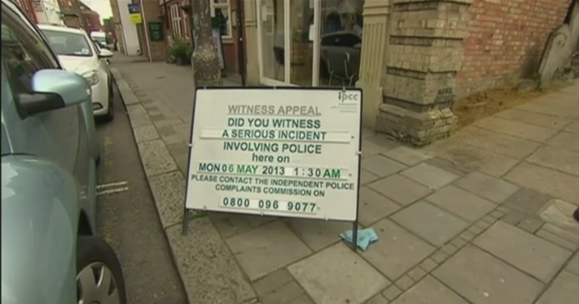 Witness appeal sign outside Elements nightclub