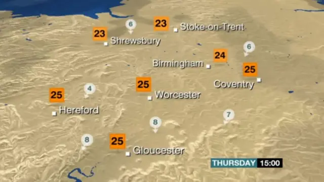 BBC Weather forecast for Thursday