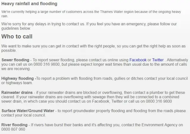 Thames Water advice