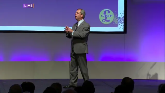 Nigel Farage speaking at party conference