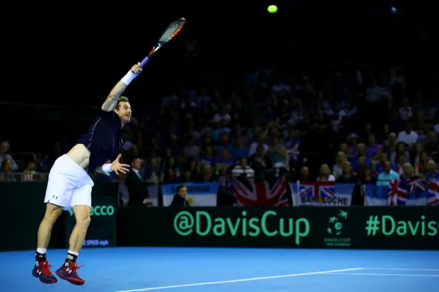 Andy Murray serves