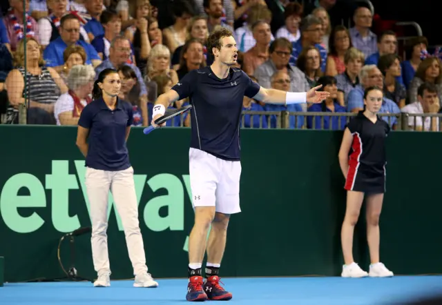 Andy Murray showing frustration