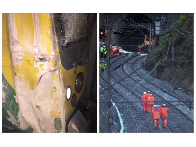 Train damage and track photo