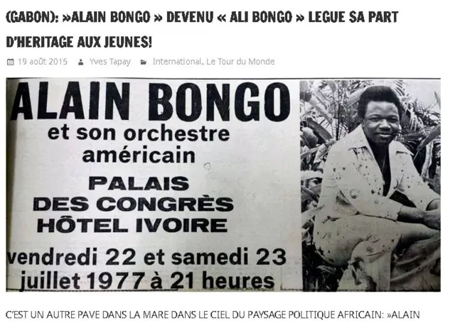 An advert for an Alain Bongo concert