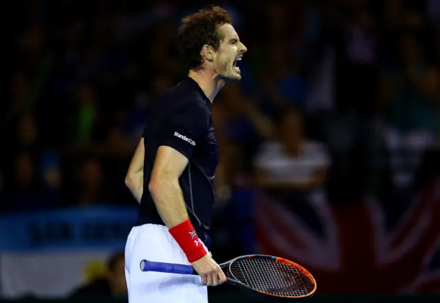 Murray celebrating saving two break points