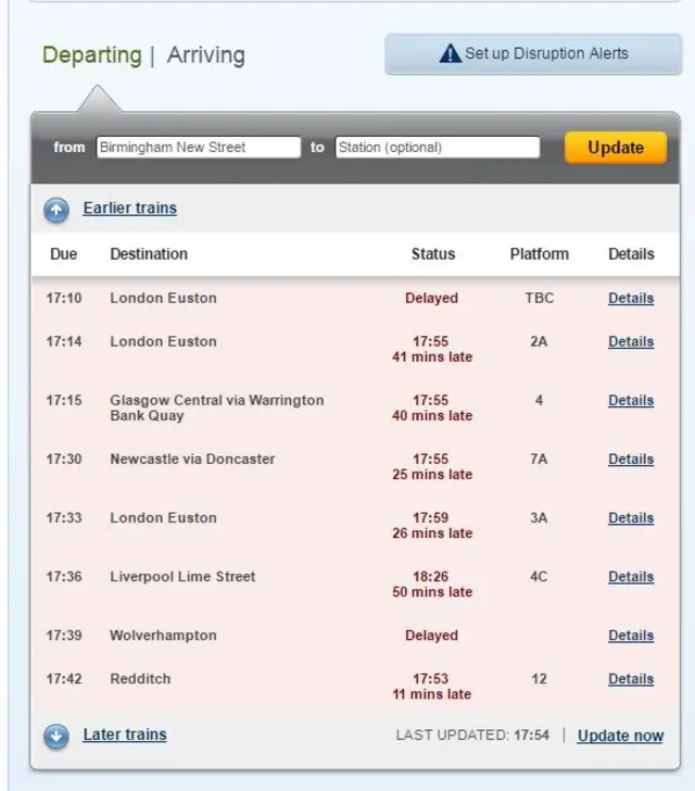 National Rail's list of delays