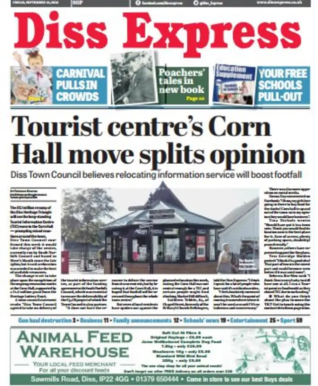 Front page of Diss Express