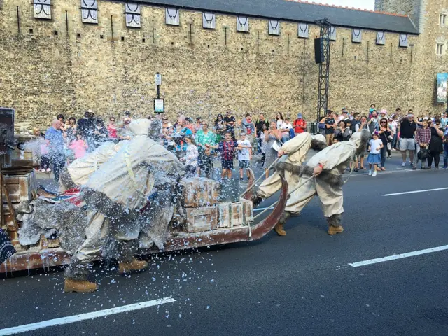 People dressed as polar explorers