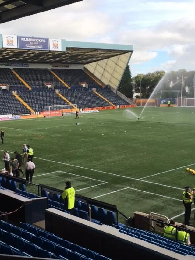 Rugby Park's artificial pitch gets the water treatment ahead of the match