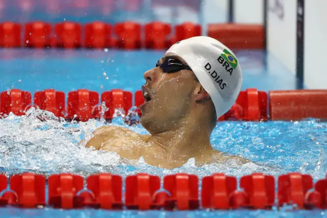 Daniel Dias celebrates winning another gold in the pool at Rio