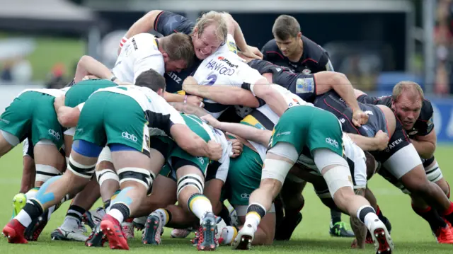 Saracens and Northampton locked in a scrum