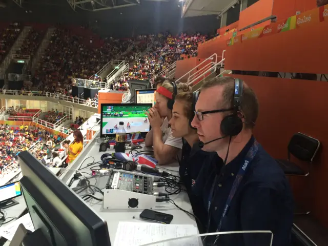 BBC commentary team at the wheelchair basketball