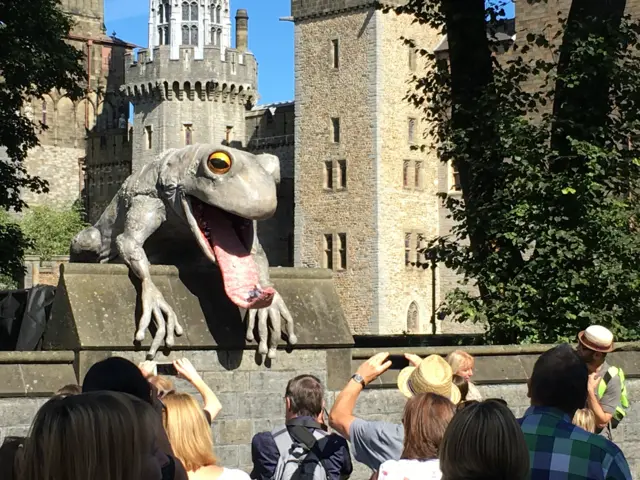 Artwork on Cardiff castle wall