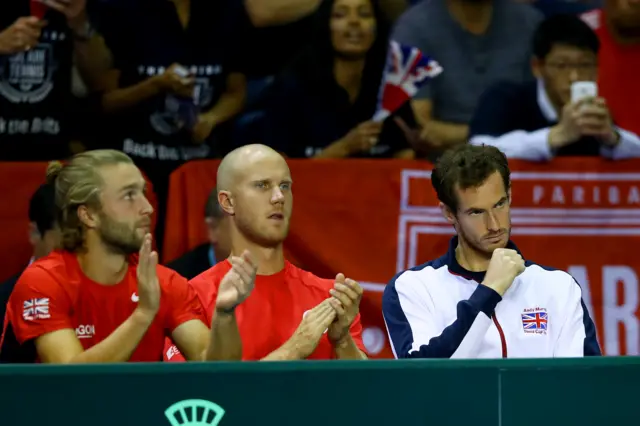 Andy Murray and the GB bench celebrate