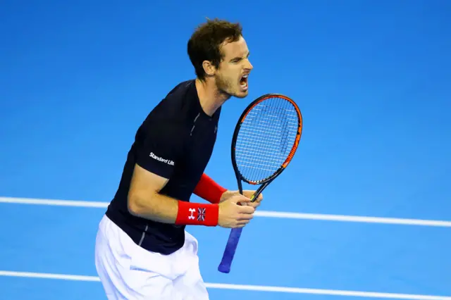 Andy Murray reacts