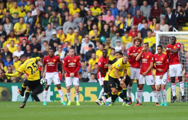 Jose Holebas takes a free-kick