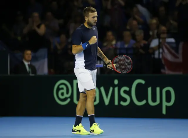 Dan Evans celebrates