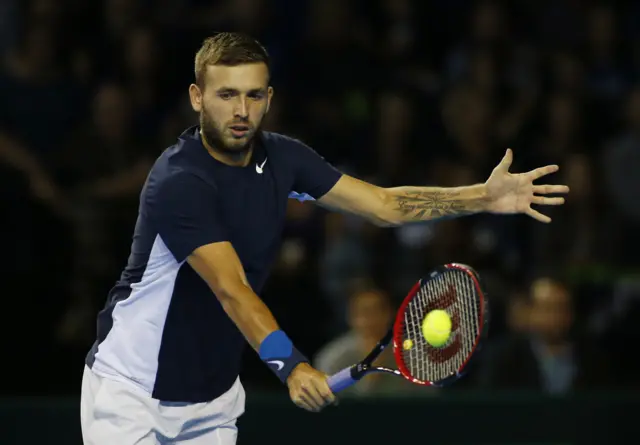 Dan Evans plays a back hand