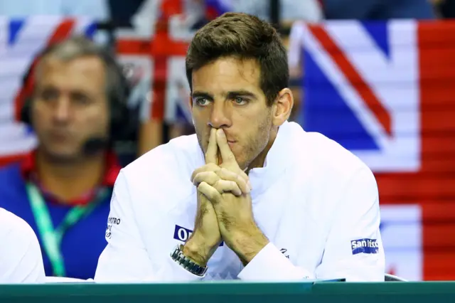 Juan Martin del Potro of Argentina watches