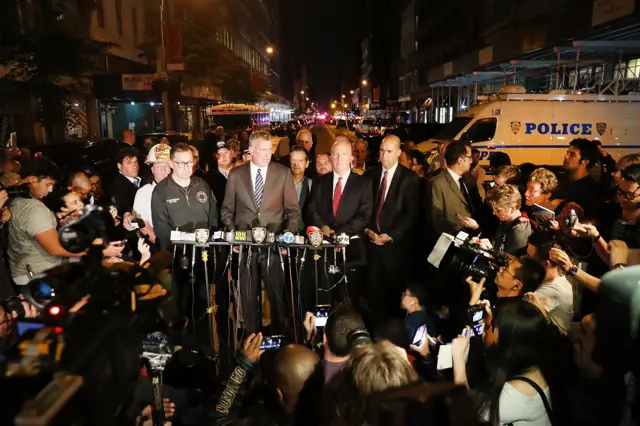 Mayor Bill de Blasio at a news conference