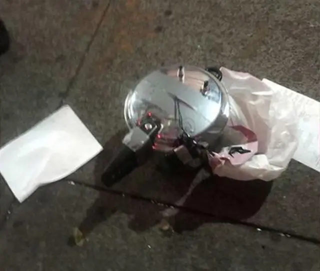 Image of the pressure cooker, a suspicious device police have taken away, seen on Saturday 17 September 2016